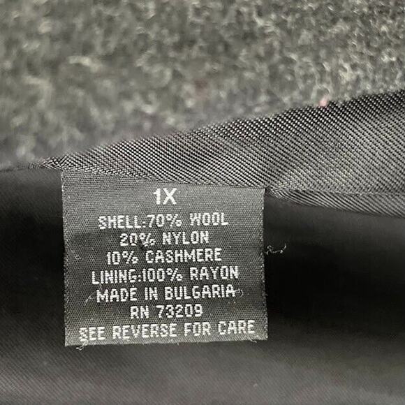 Marvin Richards Womens Plus Size 1X Charcoal Wool Cashmere Peacoat Double Breast - Picture 9 of 15